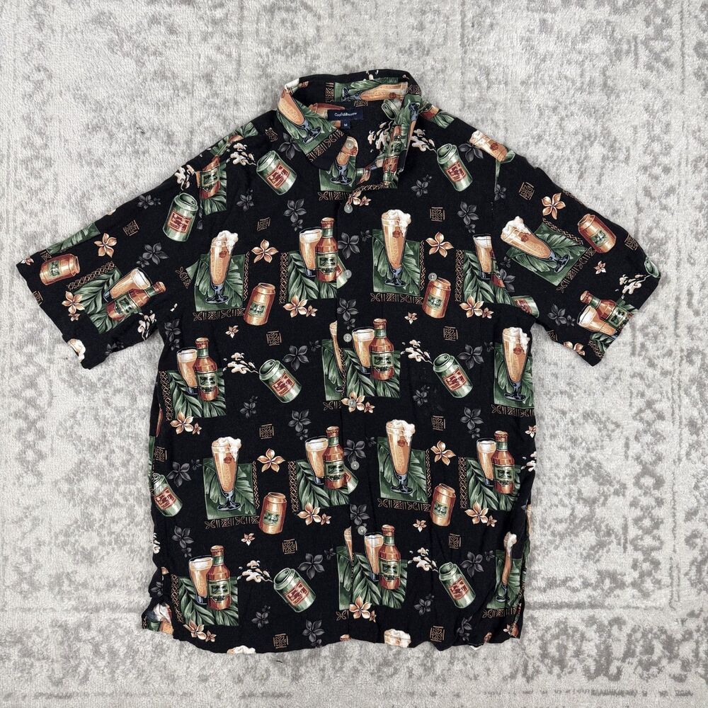 Croft Barrow Shirt Button Short Sleeve Drinking Beer Lager Shirt Size Medium